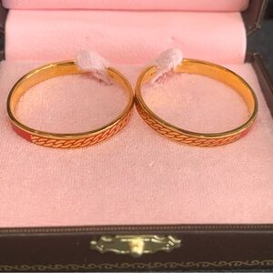 Juicy Couture Pam & Gela Gold and Red Retro Hoop Earrings